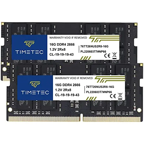 Timetec 32GB KIT (2x16GB) DDR4 2666MHz (PC4-2666V) PC4-21300 SODIMM Laptop RAM