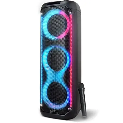 Dolphin KaraokeBox 380 Triple 8" Bluetooth Party Speaker – Powerful Sound System, Long-Lasting Rechargeable Battery, LED Lights, 35-Inch Tall, Portable Design, AUX/USB/TF/Bluetooth Connectivity