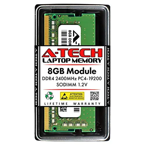 A-Tech 8GB DDR4 2400 MHz SODIMM PC4-19200 (PC4-2400T) CL17 Non-ECC Laptop RAM Memory Module