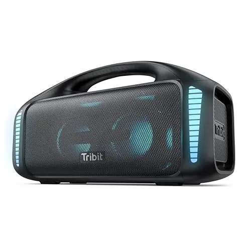Tribit StormBox Blast Portable Bluetooth Speaker, (140W Peak) 90W Loud Stereo Sound with 30H Playtime, IPX7 Waterproof, LED Light, Wireless, XBass, BT5.3, TWS, Custom EQ, Party/Outdoor/Camping/Beach