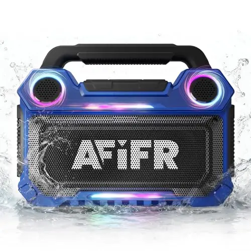 AFIFR Outdoor Bluetooth Speaker, 160W Loud Bass! Rugged, IP67 Waterproof, 24H Playtime with Lights, Wireless TWS Pairing Portable Speakers for Party, Outsides, Travel, Beach, Garage(Tide Blue)