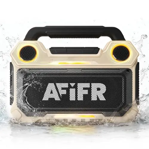 AFIFR Outdoor Bluetooth Speaker, 160W Loud Bass! Rugged, IP67 Waterproof, 24H Playtime with Lights, Wireless TWS Pairing Portable Speakers for Party, Outsides, Travel, Beach, Garage (Canyon Dust)