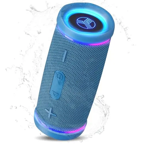 TREBLAB HD77 – Waterproof Bluetooth Speaker, 25W Loud 360° Sound, Deep Bass, IPX7, TWS Pairing, RGB Lights, 20H Battery, Portable Wireless Speaker for Outdoor, Beach, Camping, Party, Travel