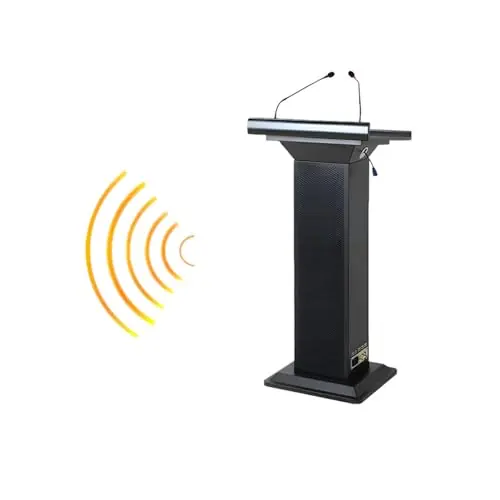 Podium Stand with Speaker and Microphone, Pulpit Podium with Microphone Speakers