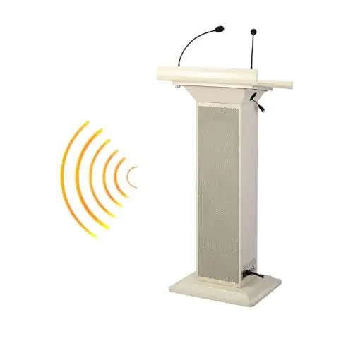 Podium Stand with Speaker and Microphone, Pulpit Podium with Microphone Speakers