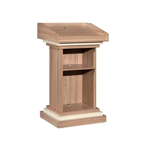 Podium Stand Wood, Solid Wood White Podium Pulpit for Church, Church Lecterns & Podiums with Tilted Desktop