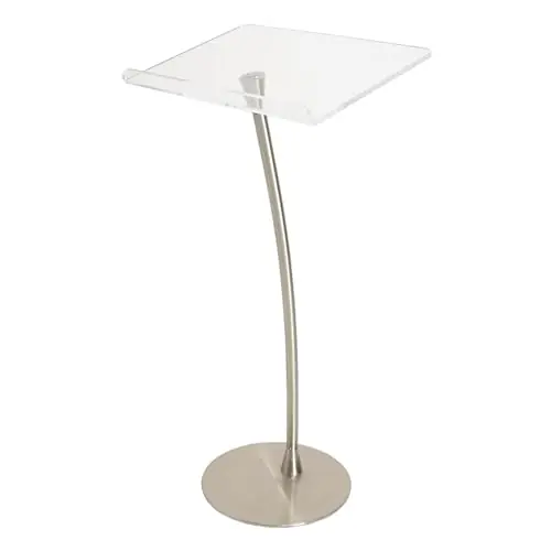Portable Curved Black Lectern Podium Stand - Slish Acrylic Presentation Stand for Classroom, Church, Speech