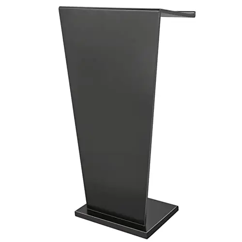 110cm Black Lectern Podium Stand Adjustable Wooden Presentation Desk for Public Speaking Conferences