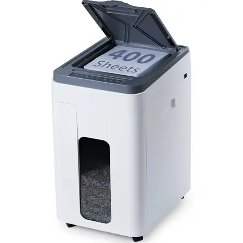 Heavy Duty Paper Shredder 400-Sheet Auto Feed P5 Micro-Cut Document Credit Card Shredding