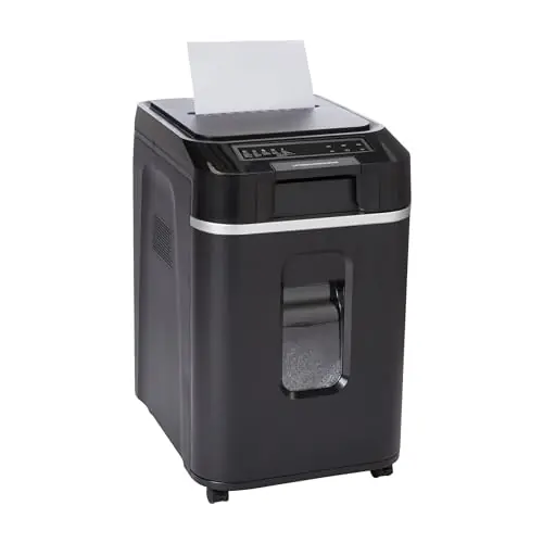 Basics 200-Sheet Auto Feed Micro Cut Paper Shredder with Pullout Basket