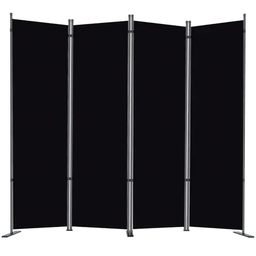 6 FT Folding Privacy Screen with Wide Feet, Freestanding Partition for Room Separation