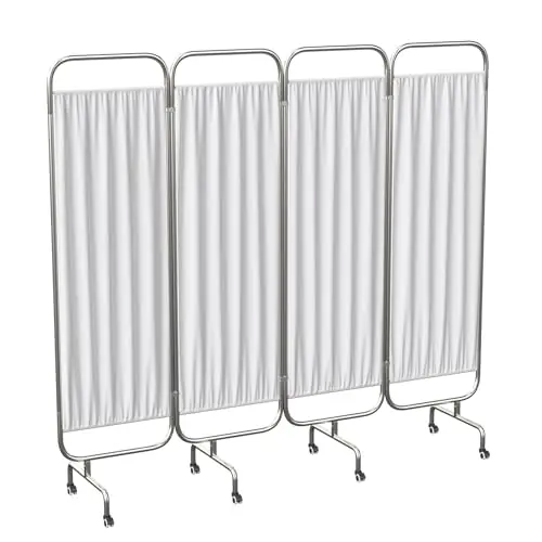 tonchean 4-Panel Medical Privacy Screen with Lockable Wheels