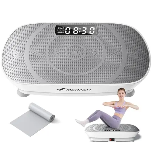 MERACH Vibration Plate Exercise Machine, Whole Body Workout Equipment for Women, Bluetooth and Silicone Pedal, Vibration Plate with Auto Mode, Vibrate Fitness Platform for Home (Grey)