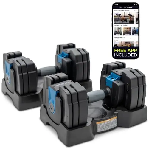 Teeter ProFlex 432 Adjustable Dumbbell Weight Set, 8 in 1 Free Weights 4 to 32lb, Quick-Set Grip Handles, Home Gym Space Saver (New in 2024)
