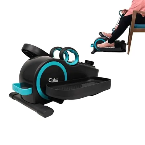 Cubii Total Body Under Desk Elliptical Bike with Built-in Upper Body Resistance Bands Seated Exercise Machine - Arms + Legs Workout for Seniors & All Ages, 12 Resistance Levels, LCD Display