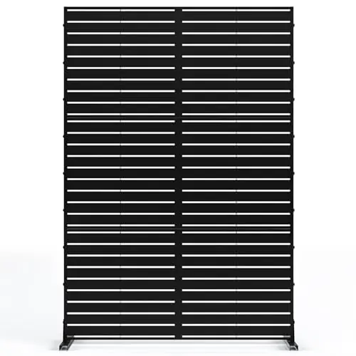 Metal Privacy Screen 72" H x 47.2" Decorative Outdoor Privacy Screen Privacy Panel with Stand