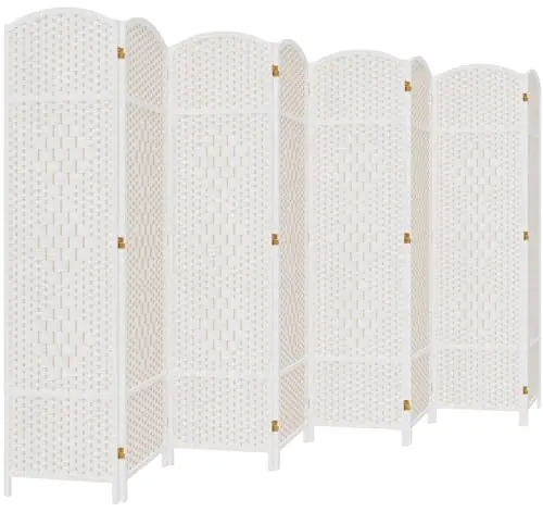 8 Panel Room Divider, 6ft Tall Folding Privacy Screen, 19.5" Wide Panels, 360°Rotation