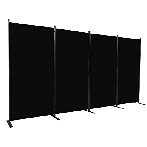 CHOSENM Room Divider, 4 Panel Folding Privacy Screens with Wider Support Feet