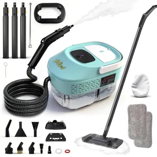 Zerpyor Steam Mop, 19 in 1 Detachable Steam Cleaner, 54OZ Tank, 10S Heat-up, Pressurized Deep Cleaning Steamer, 3-Level Temp & 221°F for Floors, Carpets, Tiles, BBQ grill, Car, Window (MINT GREEN)