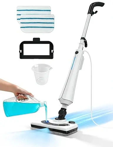 Steam Mops for Floor Cleaning, 1300W Floor Steamer with Detergent Chamber, 25S Heat Up, Lightweight Steamer for Cleaning with 2 Washable Pads, Safe for Tiles, Upholstery, Carpet, Hardwood