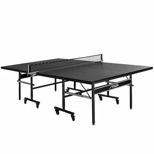 STIGA Carbon Series Indoor Ping Pong Tables with 15mm - 18mm Performance Top, QuickPlay Assembly, Built-in Ball Storage, Foldable Playback Mode & Lockable Casters