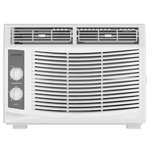 Garvee 5000 BTU Window AC Unit Cools 150 Sq Ft - Easy Mechanical Controls, 2-in-1 Cool/Fan Mode, Washable Filter, Easy Install, for Bedroom, Office, White