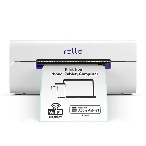 Rollo Wireless Shipping Label Printer - Wi-Fi Thermal Label Printer 4x6 for Shipping Packages