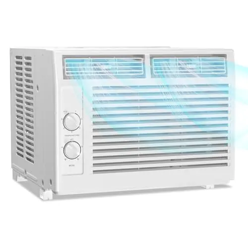 Electactic 5000 Btu Window Air Conditioner, AC Window Unit Up to 150 Sq.Ft, 2 Cooling & Fan Speeds,51DB Ultra-Quiet, Mechanical Controls, Air Conditioner for Bedroom, Apartment, Office