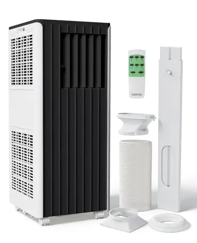 Garvee 8000 BTU Portable Air Conditioner, 3-in-1 Cooling, Dehumidifier & Fan for Rooms Up to 350 Sq. Ft. Sleep Mode Energy-Saving 24-Hr Timer AC Unit w/Remote & Full Window Kit, Black Top, 115V
