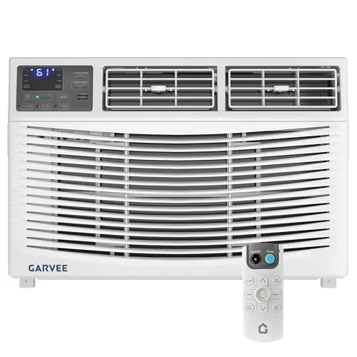 GarveeHome 8000 BTU Window Air Conditioner with Remote Control, Cools up to 350 Sq. Ft, 3 Cooling & Fan Speeds, Quiet Operation, LED Digital Display, Easy Installation, Ideal for Bedroom Office