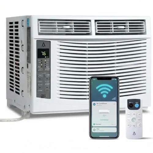 6000 BTU Window Air Conditioner, Cools up to 375 Sq. Ft., WIFI Enabled Energy Saving Window AC, Remote & App Control & Timer Function & Easy Install Kit, Perfect for Small Bedroom, Living Room