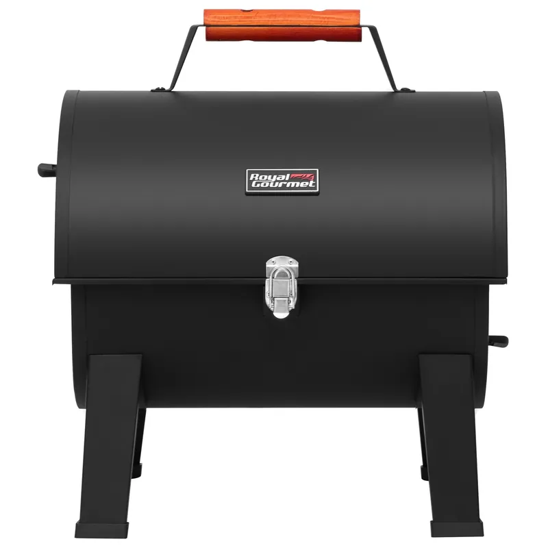 Royal Gourmet CC1619 Portable Tabletop Charcoal Grill, Convertible Lid-to-Grill Zone, Outdoor Compact Barrel BBQ Grill with 217 Sq. In. Grilling Space for Backyard, Patio and Parties, Black