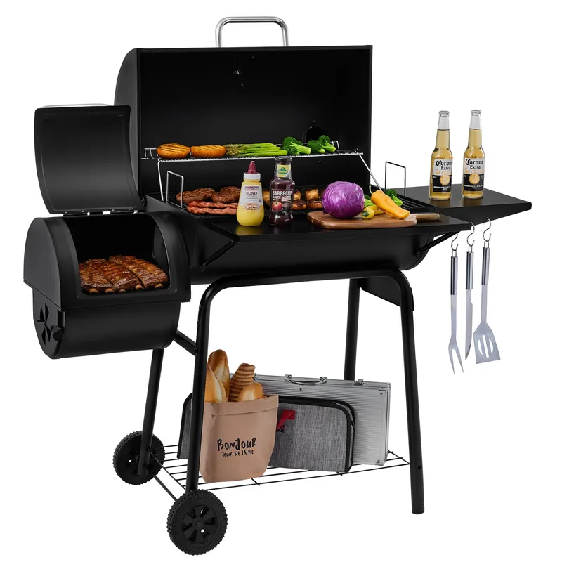 Royal Gourmet CC1830S BBQ Charcoal Grill and Offset Smoker 823 Square Inch cooking surface, Outdoor for Camping Black
