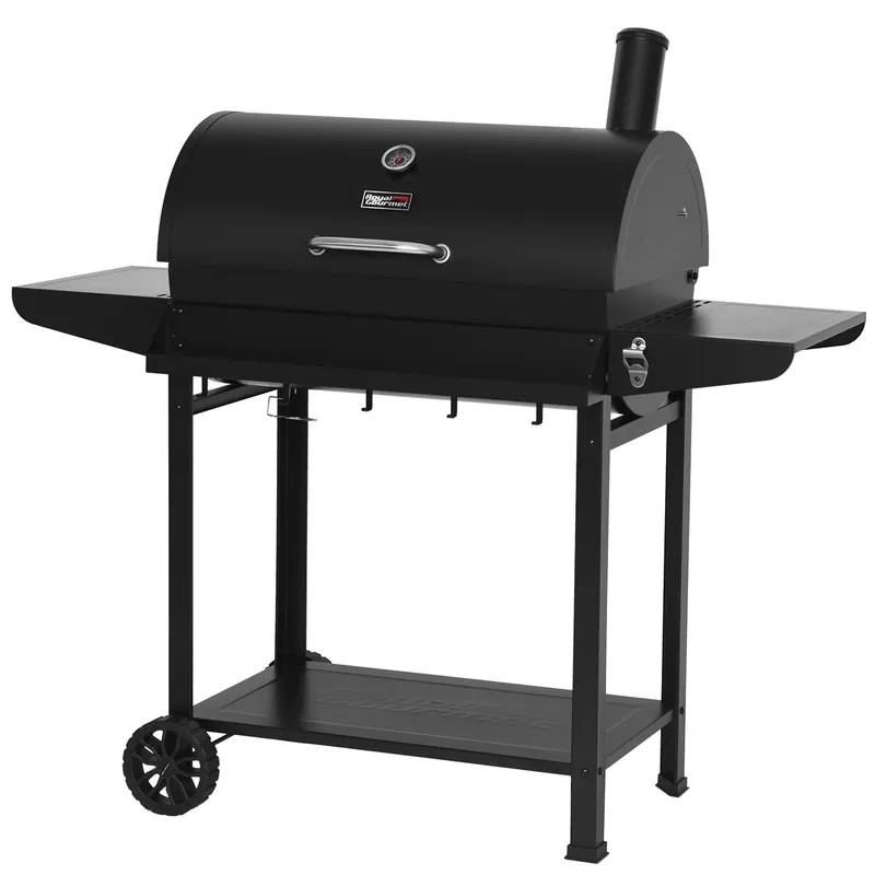 Royal Gourmet CC1830T 30-Inch Barrel Charcoal Grill with Warming Rack & Front Storage Basket, Outdoor BBQ Grill with 627 sq. in. Grilling Area for Backyard Barbecue Cooking Party, Black