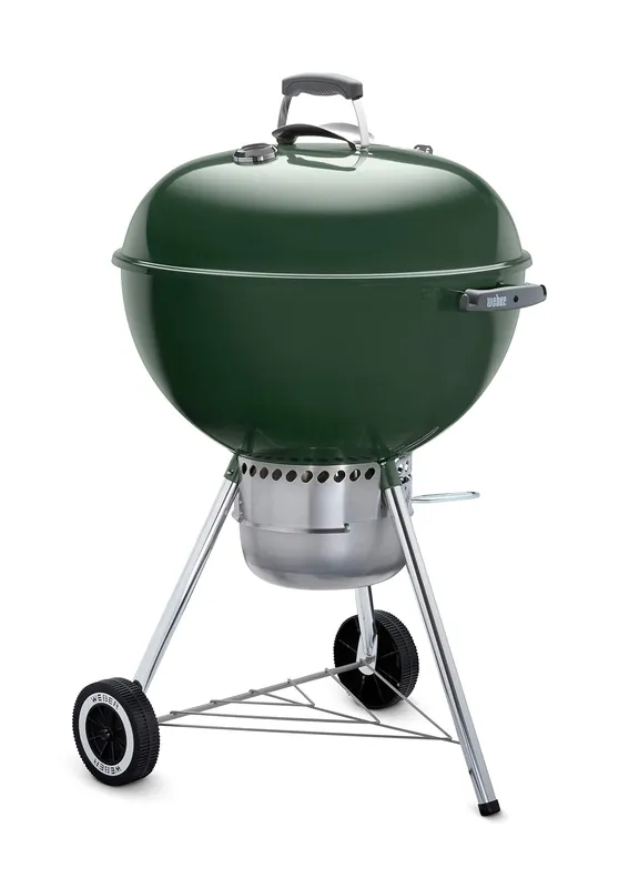 Weber Original Kettle Premium Charcoal Grill, 22-Inch, Green – Outdoor BBQ Grill with Built‑In Thermometer, Heat Control Dampers & One‑Touch™ Cleaning System