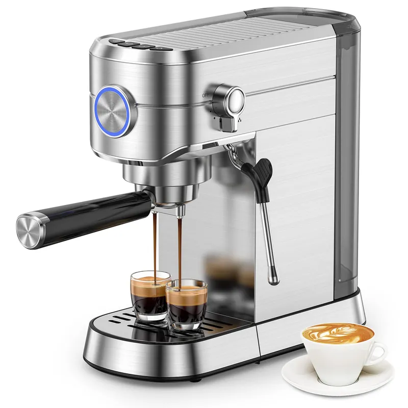 Electactic Espresso Machine 20 Bar, Compact Espresso Coffee Maker with Steam Milk Frother, Stainless Steel Coffee Machine with 34oz Removable Water Tank for Cappuccino, Latte