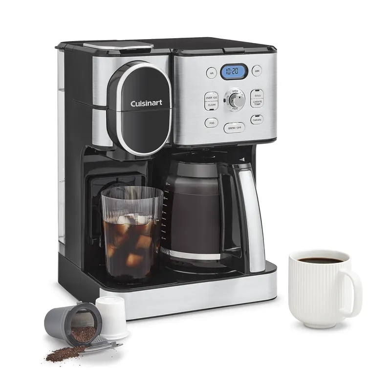 Cuisinart 12-Cup Coffee Maker, Single-Serve Brewer Glass Carafe, Automatic Hot & Iced Coffee Machine, Brew Strength Control and Pause, SS-16, Stainless Steel