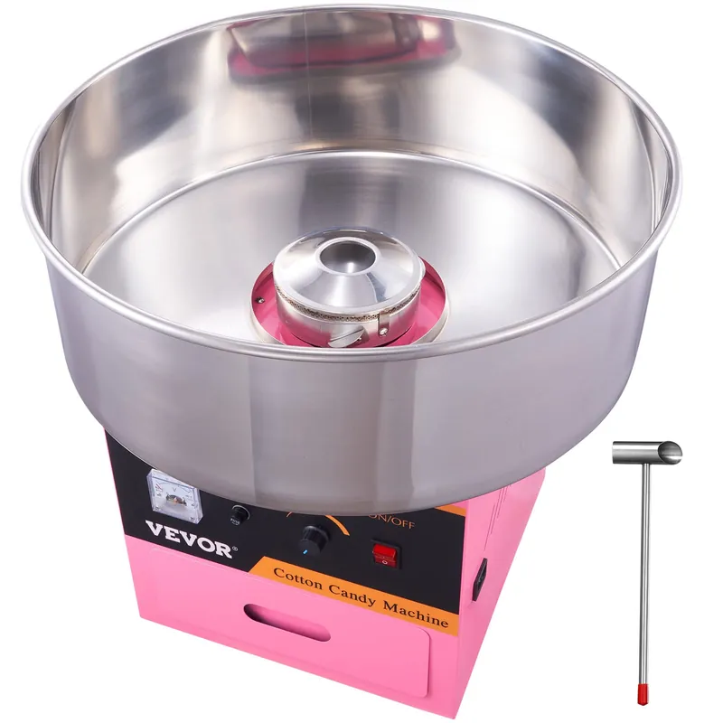 VEVOR Electric Cotton Candy Machine, 1000W Commercial Floss Maker w/Stainless Steel Bowl, Sugar Scoop and Drawer, Perfect for Home, Carnival, Kids Birthday, Family Party, Pink