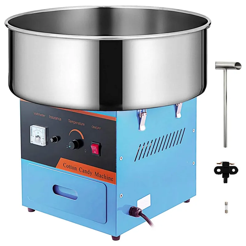 Commercial Cotton Candy Machine, Professional Candy Floss Maker, for Home, Kids Birthday, Family Party (Blue, Without Cart)