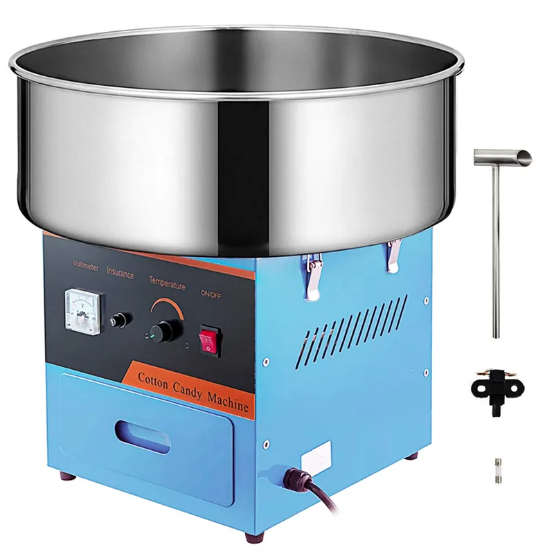 Commercial Cotton Candy Machine Electric Cotton Candy Floss Maker - 110V for the Perfect Party Favor for Birthdays, School function, or Social Events.(Blue) (Without wheels, Blue)
