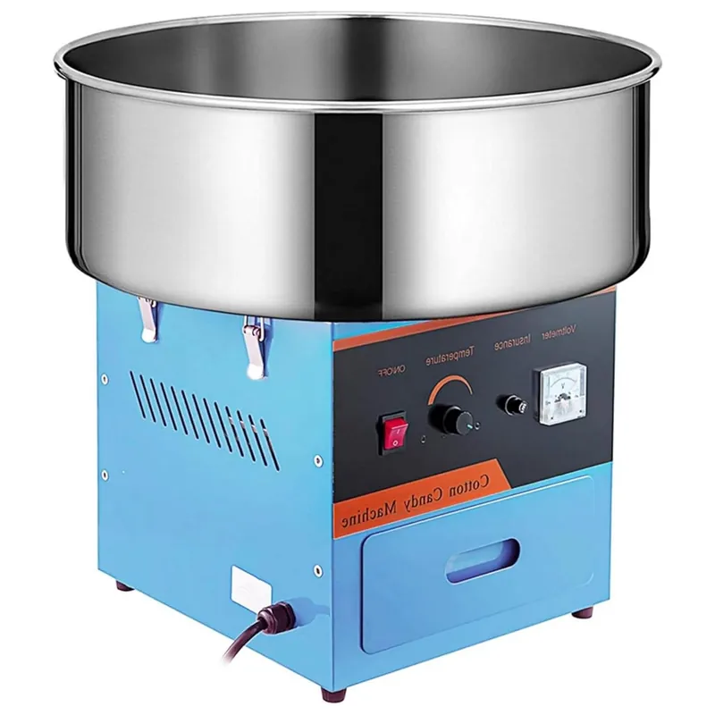 ZHAIUPON Commercial Cotton Candy Machine, 1000W Electric Candy Maker with Stainless Steel Bowl, Sugar Scoop, Ideal for Parties, Kids Birthdays, Blue