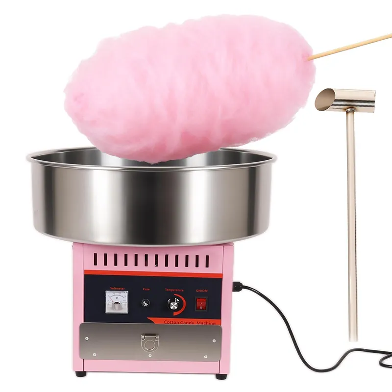 1000W Commercial Electric Cotton Candy Machine, Floss Maker Machine w/ 20 inch Stainless Steel Bowl, Sugar Scoop, Ideal for Birthday New Year Party Gifts - Pink