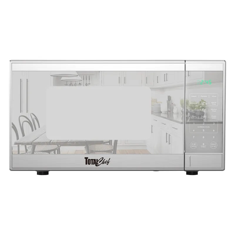 Total Chef 0.9 Cu Ft Microwave Oven – Compact Countertop Kitchen Appliance, Small Stainless Steel Microwave with Digital Touch, Pre-Set Functions, 10.6” Turntable, 900 Watt