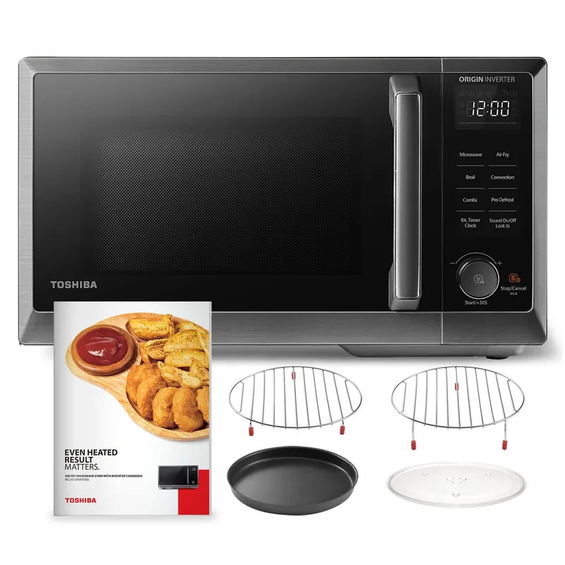 TOSHIBA Inverter Countertop Microwave Oven Air Fryer Combo MASTER Series, Broil, Convection, Speedy Combi, Even Defrost 11.3‘‘ Turntable Sound On/Off, 27 Auto Menu&47 Recipes