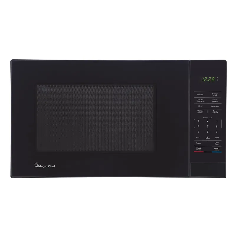 Magic Chef Compact Countertop Microwave Oven, 1000 Watts, Black, 1.1 Cu. Ft. - Digital Kitchen Appliance with One-Touch Cooking, Child Lock, Timer, Reheat, Defrost and 10 Power Levels