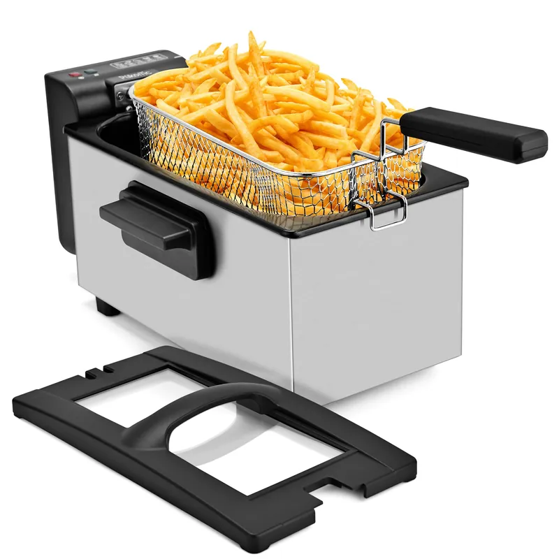Pukomc Deep Fryer 3 Liter Capacity,1500W Oil Fryer with Adjustable Temperature,Viewing Window,Detachable Frying Basket,Made of Stainless Steel Material and Easy to Clean