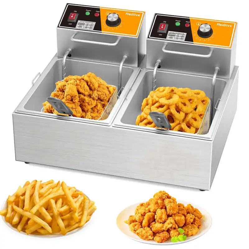 Electric Deep Fryer 20L/21QT Stainless Steel Large Capacity Commercial Fryer with Basket, 3400W 110V Countertop Deep Fryer for Home Kitchen and Restaurant Use withTemperature Control