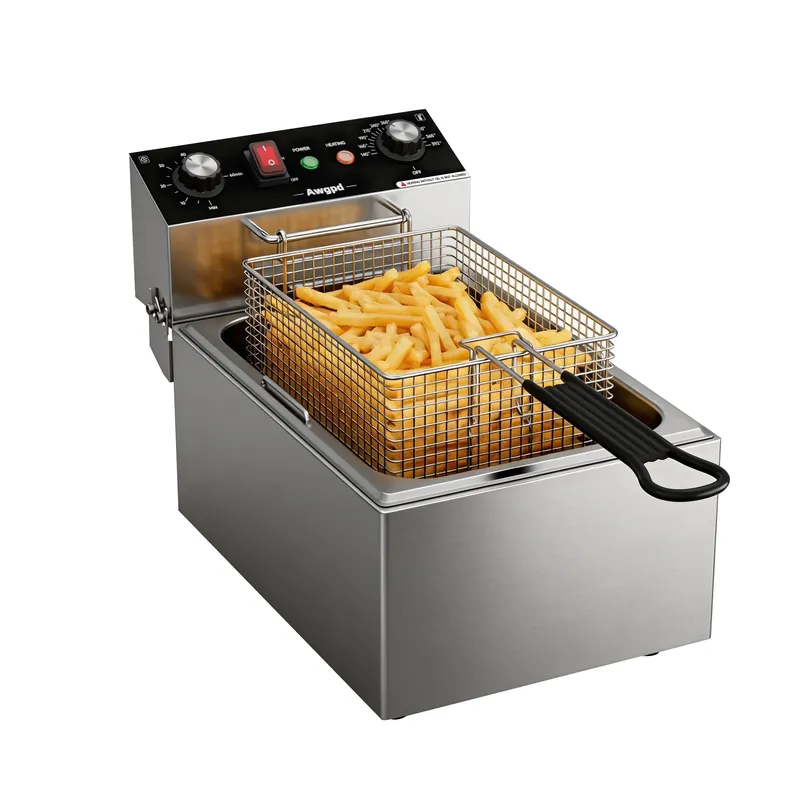 Electric Deep fryer Single Tank Deep Fryer with Basket Capacity 10L Electric Countertop Fryers with 60 Minute Timer for Home Kitchen and Restaurant