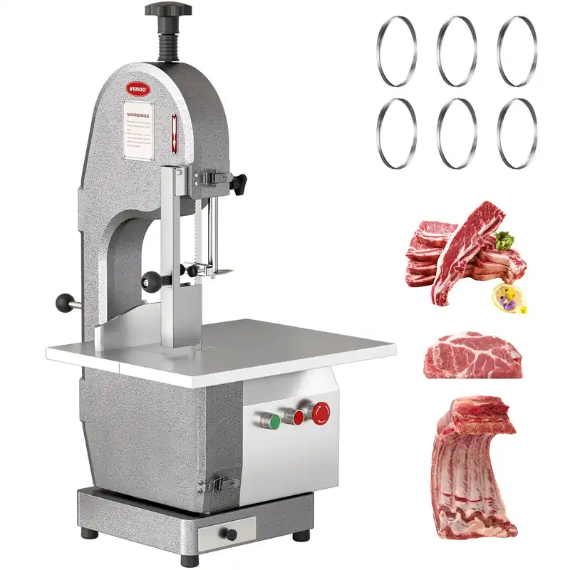ARINOO Electric Commercial Meat Bone Saw, 1500W Stainless Steel Meat Bone Sawing Machine, Workbeach 18.31"x14.37",1.57-7 Inch Cutting Thickness, Frozen Meat Cutter for Beef,Deer,Fish,Chicken