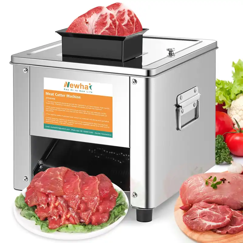 Newhai 850W Meat Cutter Machine 3.5mm Electric Meat Slicer Shredded Cutting Machine Stainless Steel 330lb/h for Boneless Pork Chicken Fish for Family and Commercial Use (Meat thickness 3.5mm)
